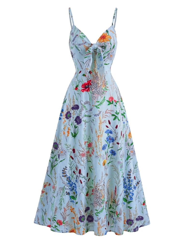 Abito a Linea A Floreale con Colletto Peter Pan e Maniche Corte Anni '60