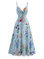 Abito Sottoveste Anni '30 Boho Floreale con Fiocco Frontale e Scollo a V