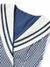 [Pre-Sale] Blue 1940s Striped V-Neck Dress 7