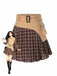 Gonna plissettata patchwork quadri marrone anni '60