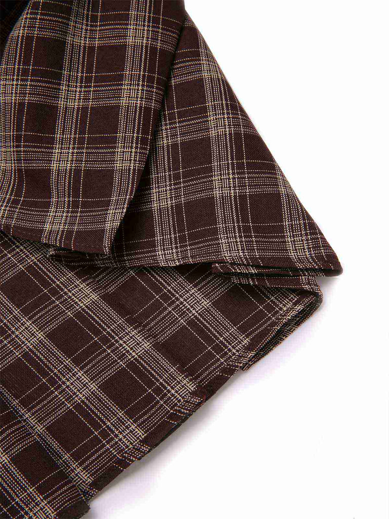 Gonna plissettata patchwork quadri marrone anni '60
