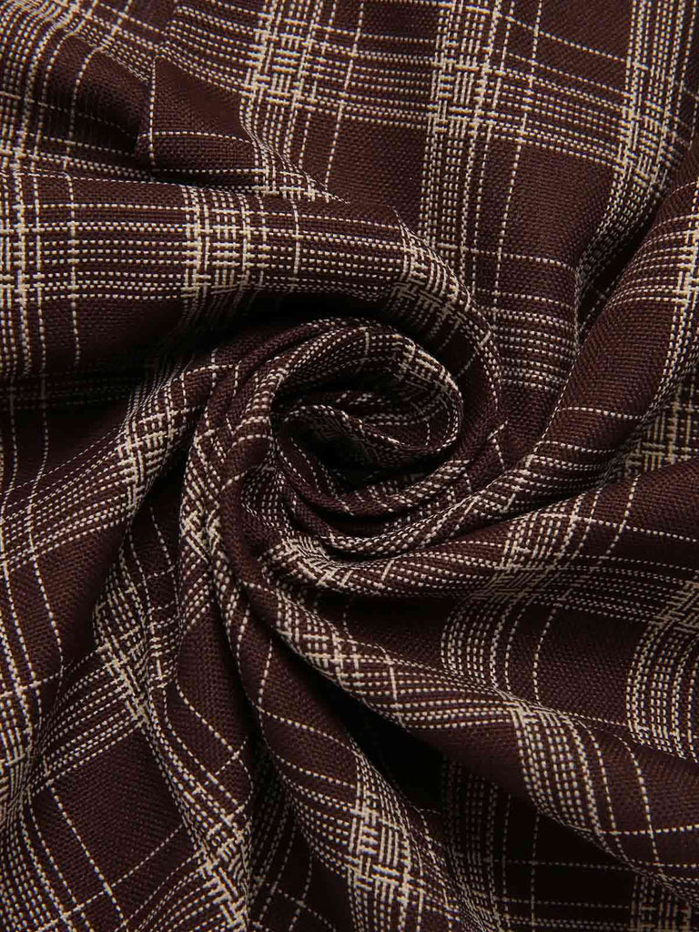 Gonna plissettata patchwork quadri marrone anni '60