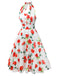 Abito rose acquerello scollo all'americana bianco anni '50