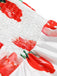 Abito rose acquerello scollo all'americana bianco anni '50