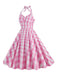 Abito a ruota plaid con scollo all'americana anni '50
