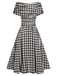 Abito in pied de poule a maniche corte nero anni '50