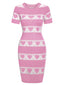 Abito in maglia a cuore a contrasto rosa anni '60