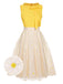 Abito patchwork papillon a margherite giallo anni '50