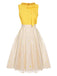 Abito patchwork papillon a margherite giallo anni '50