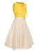 Abito patchwork papillon a margherite giallo anni '50