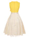 Abito patchwork papillon a margherite giallo anni '50