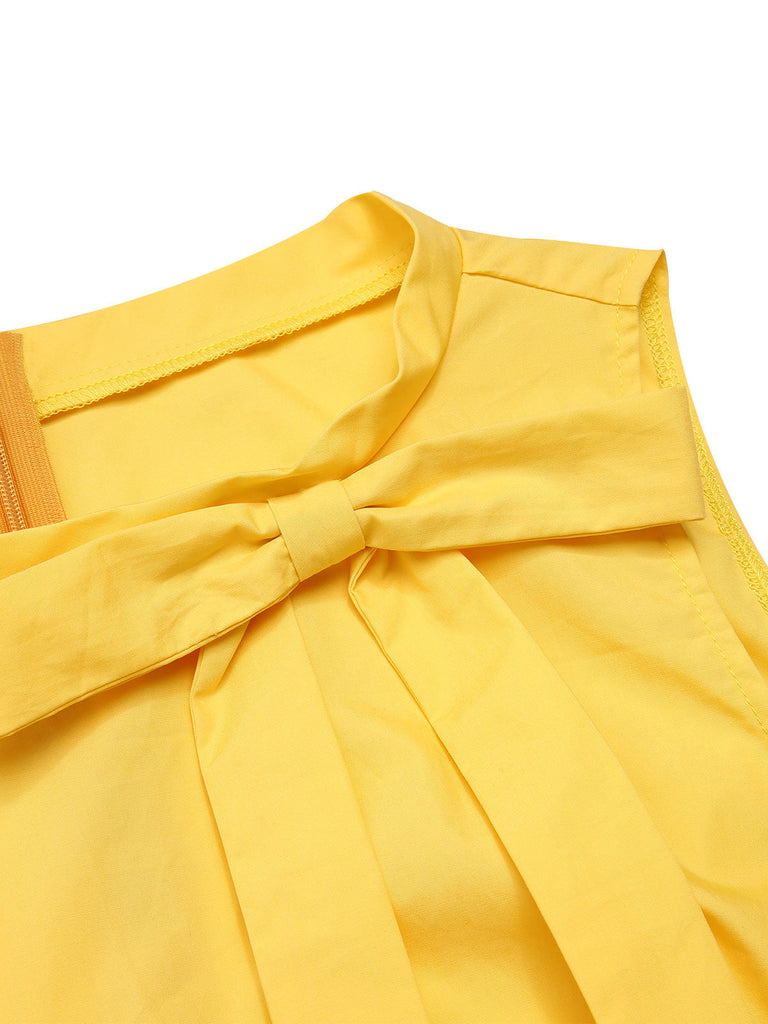 Abito patchwork papillon a margherite giallo anni '50