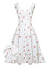 Abito in raso finta pois ciliegia bianco anni '50