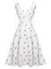 Abito in raso finta pois ciliegia bianco anni '50