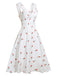 Abito in raso finta pois ciliegia bianco anni '50
