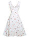 Abito in raso finta pois ciliegia bianco anni '50