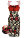 Abito a teschio di Halloween spalline sottili rosso anni '60