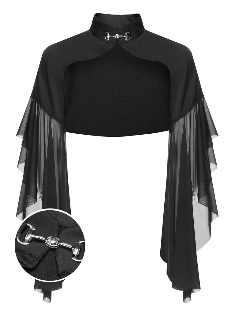 Cappotto trasparente patchwork di Halloween nero anni '30