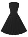 Abito a quadri con scollo a V rosso e nero anni '50