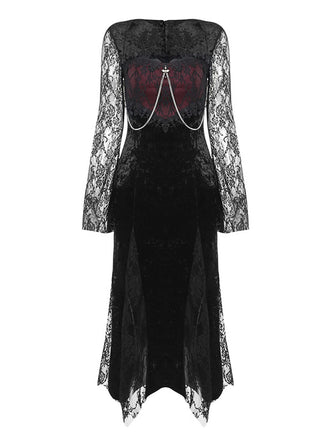 Abito in pizzo con spacchi di Halloween nero anni '60