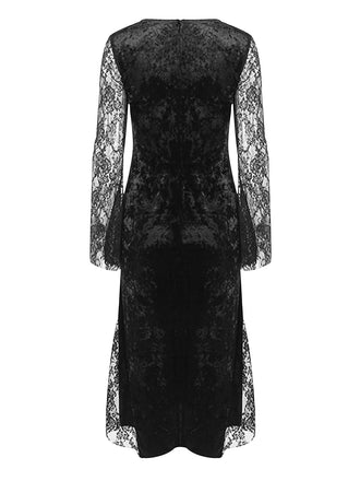 Abito in pizzo con spacchi di Halloween nero anni '60