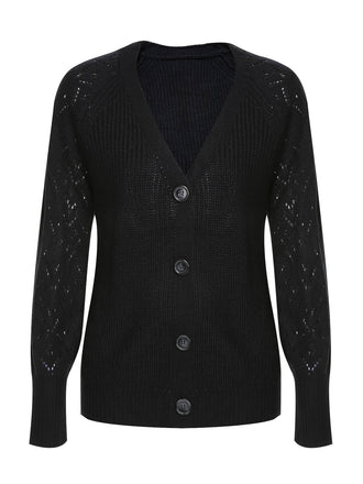 Maglione nero con scollo a V e bottoni anni '40