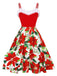 Abito con rifiniture a poinsettia natalizia rosso anni '50