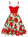 Abito con rifiniture a poinsettia natalizia rosso anni '50