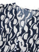 Abito stampa geometrica con scollo a V blu navy anni '30