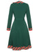 Abito a righe patchwork con cintura verde anni '40