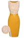 Abito in pizzo con cintura patchwork giallo anni '60
