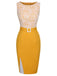 Abito in pizzo con cintura patchwork giallo anni '60