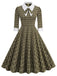 Abito plaid con fiocco sul risvolto marrone anni '50