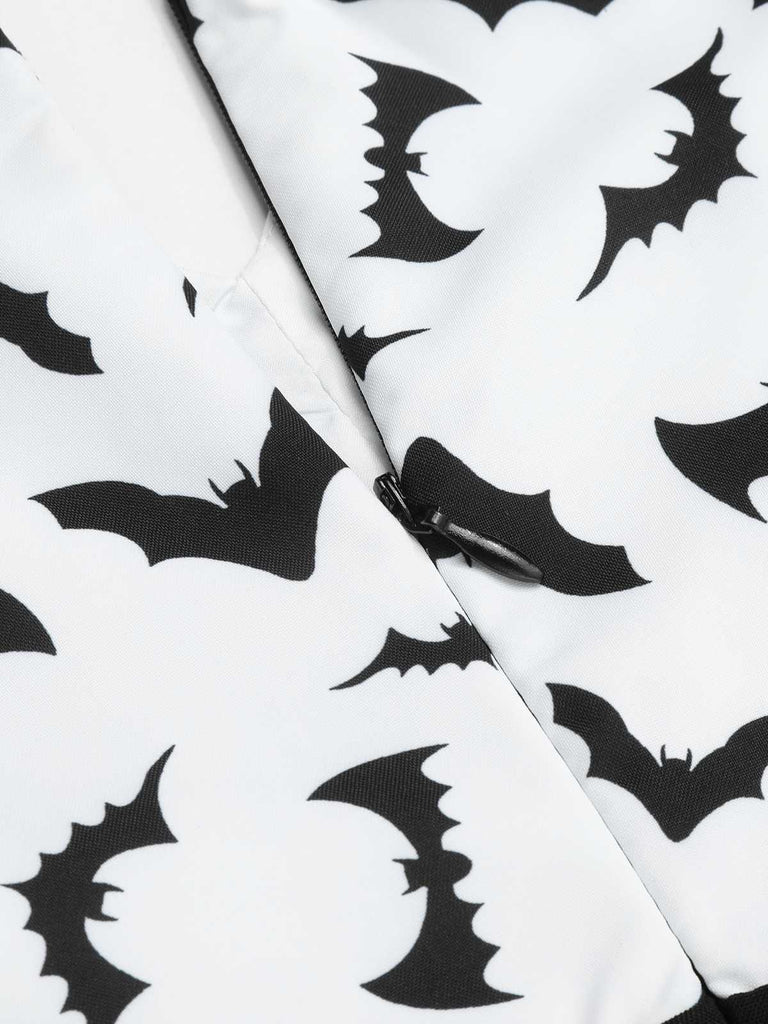 Tuta Llunga nera patchwork a tema pipistrello Halloween anni '30