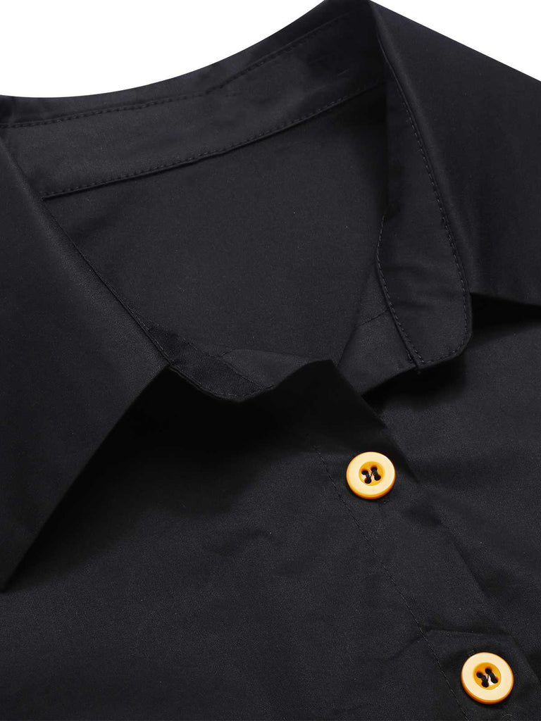 Abito a zucca con cintura e revers Halloween nero anni '40
