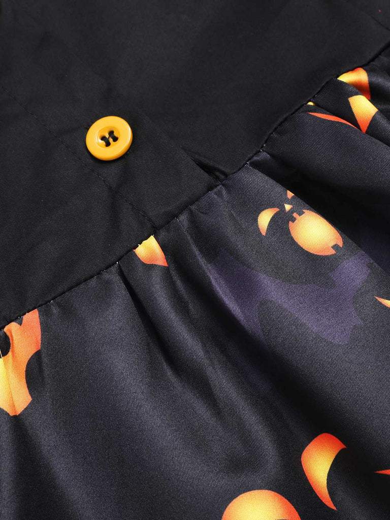 Abito a zucca con cintura e revers Halloween nero anni '40