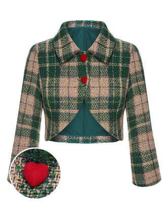 Giacca scozzese verde con risvolto anni '50