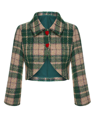 Giacca scozzese verde con risvolto anni '50