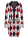2PCS Cardigan e gonna lavorati a maglia e quadri anni '60