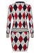 2PCS Cardigan e gonna lavorati a maglia e quadri anni '60