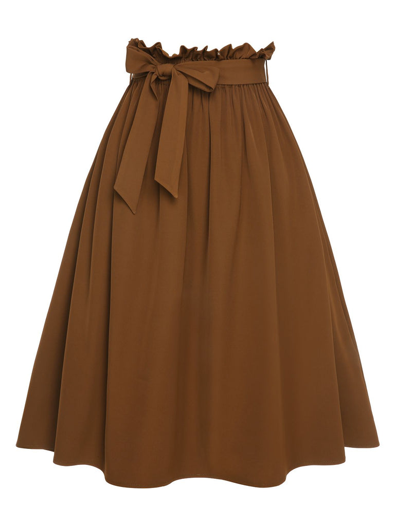 Gonna con cintura elastica in vita marrone anni '50