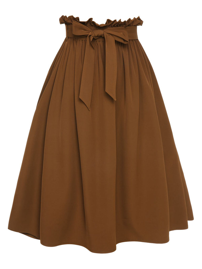 Gonna con cintura elastica in vita marrone anni '50