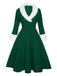 Abito con collo di pelliccia natalizio verde anni '50