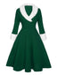 Abito con collo di pelliccia natalizio verde anni '50