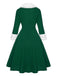 Abito con collo di pelliccia natalizio verde anni '50