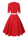 Abito con cintura patchwork e fiocco di alce rosso anni '50