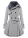 Cappotto invernale con collo di pelliccia cachi anni '50
