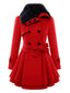 Cappotto invernale con collo di pelliccia rosso anni '50