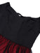 Abito con cintura a pois spalle scese bordeaux anni '50