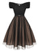 Abito con cintura a pois spalle scese bordeaux anni '50